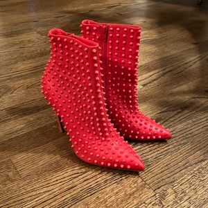 Christian Louboutin Red Spiked Ankle Boots